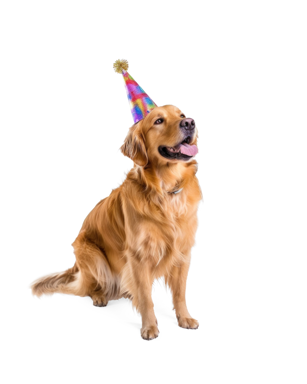 A happy dog ready to celebrate
